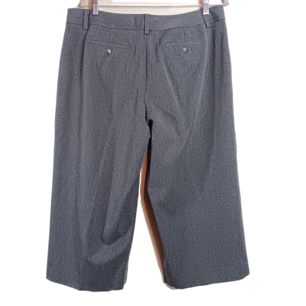 Talbots Capri Pants Women’s 16 Gray Stretch Wide Leg Pockets Office Career Chino - Picture 2 of 3